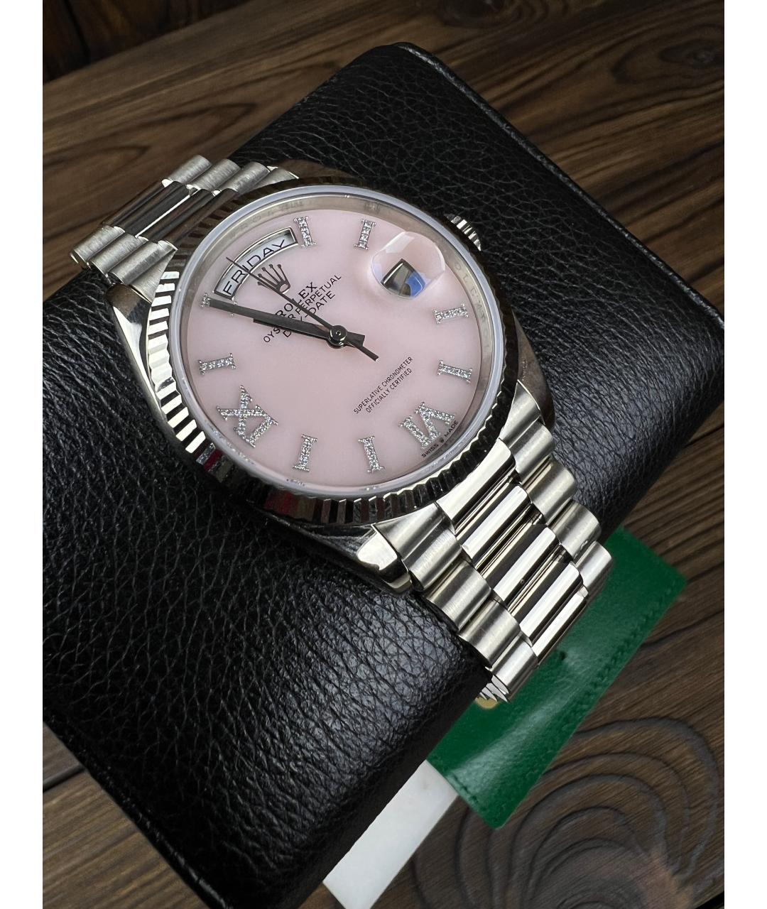 ROLEX Розовые часы из белого золота, фото 3