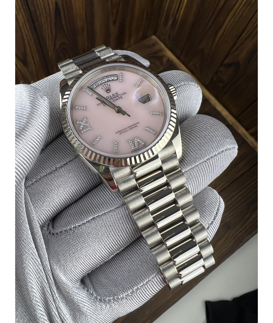 ROLEX Розовые часы из белого золота, фото 5