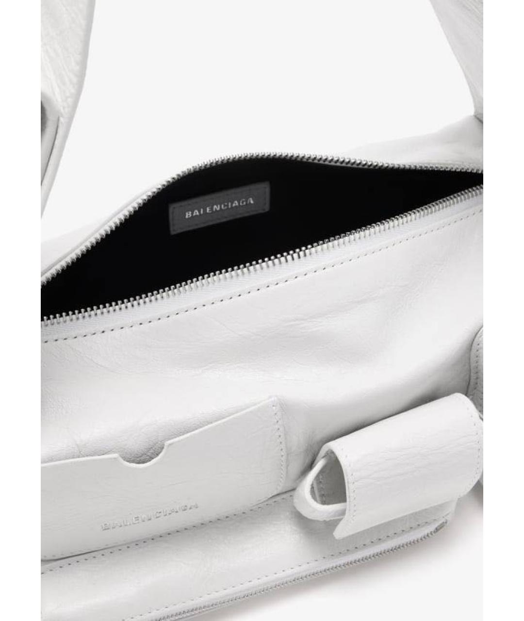 BALENCIAGA Белая кожаная сумка на плечо, фото 3