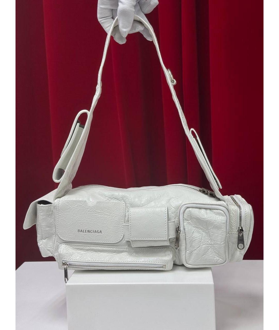 BALENCIAGA Белая кожаная сумка на плечо, фото 4