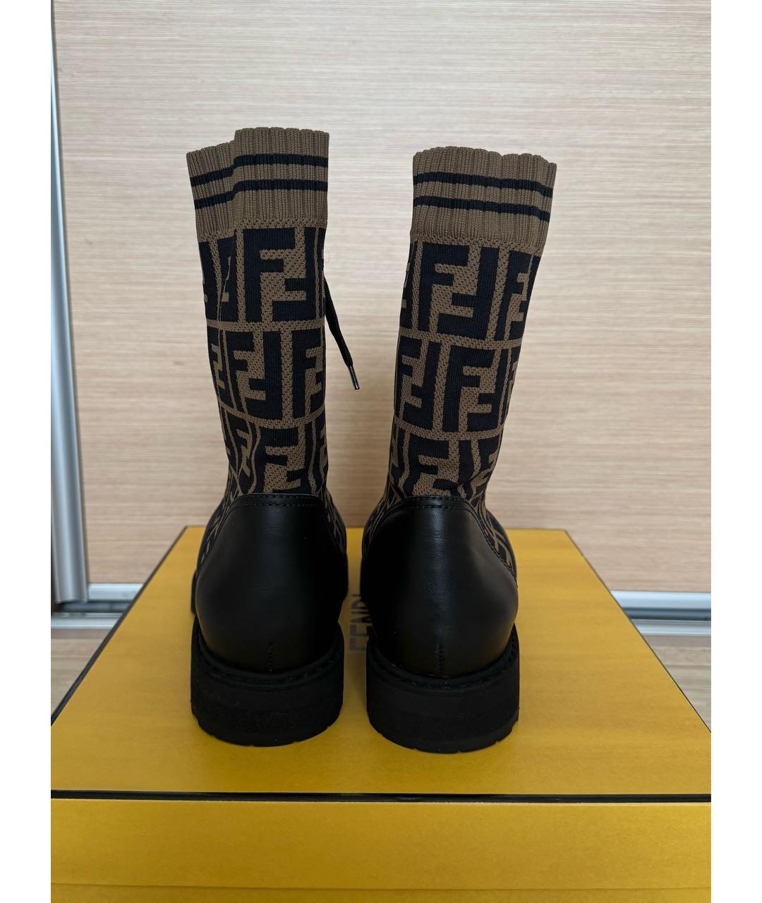 FENDI Черные кожаные ботинки, фото 4