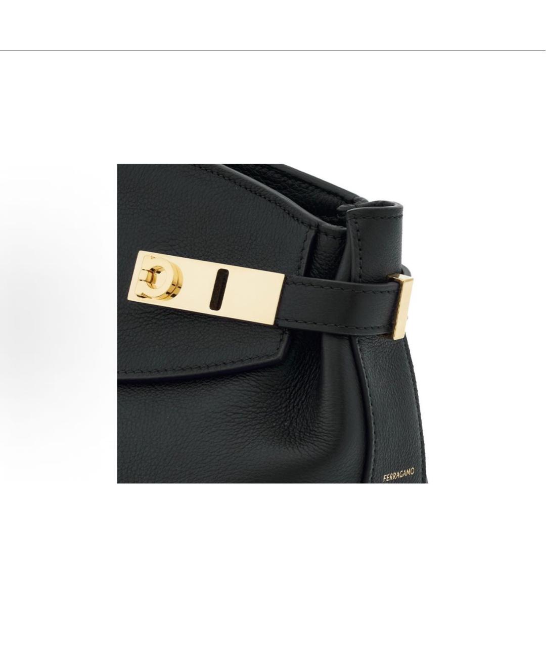 FERRAGAMO Черная кожаная сумка через плечо, фото 5