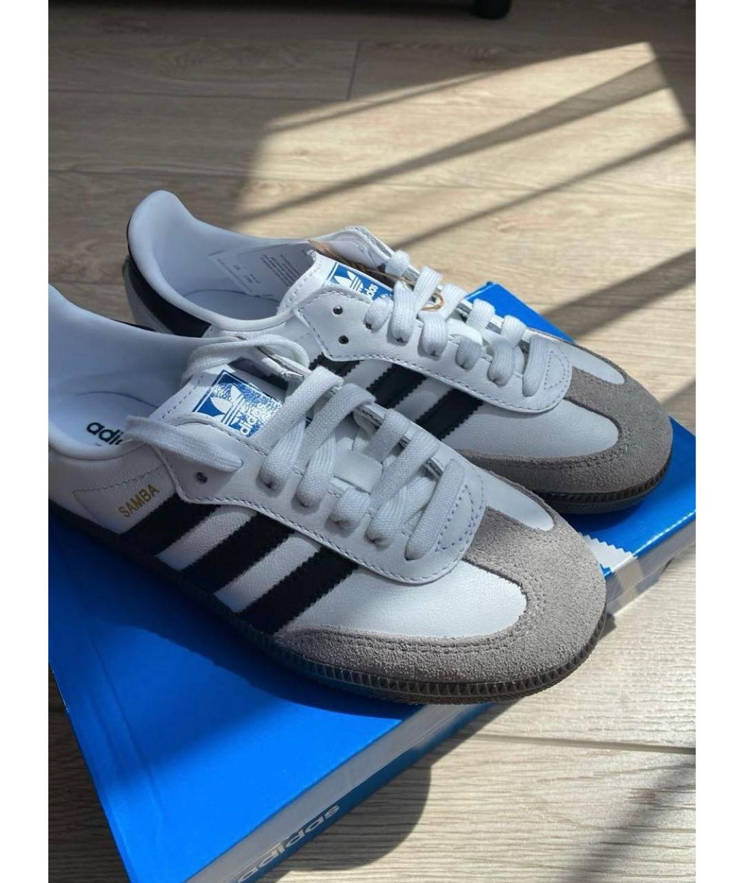 ADIDAS Белые кожаные кеды, фото 2