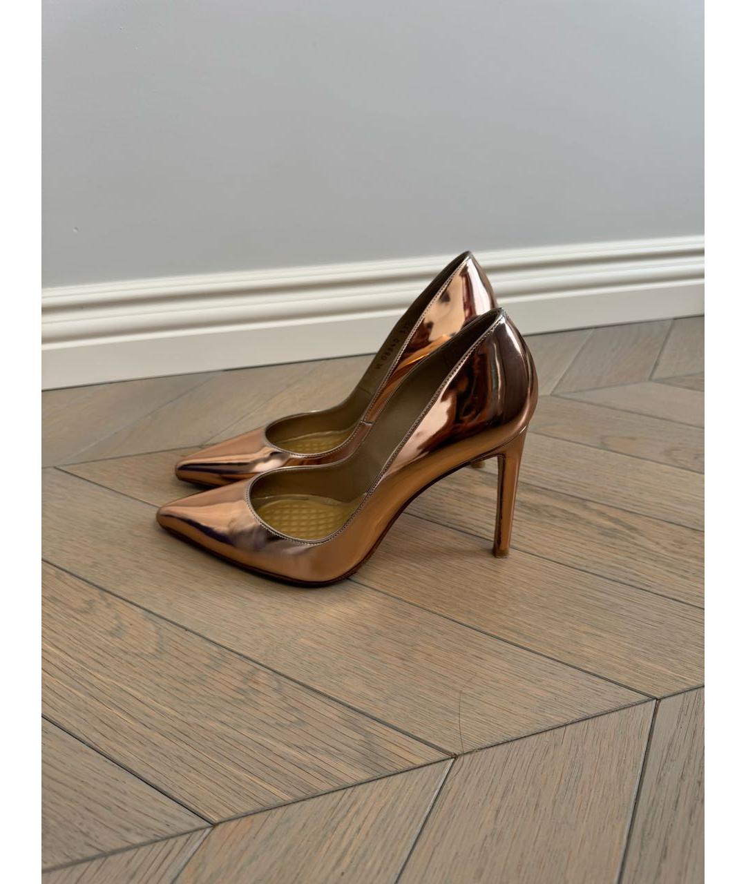 STUART WEITZMAN Золотые кожаные туфли, фото 9
