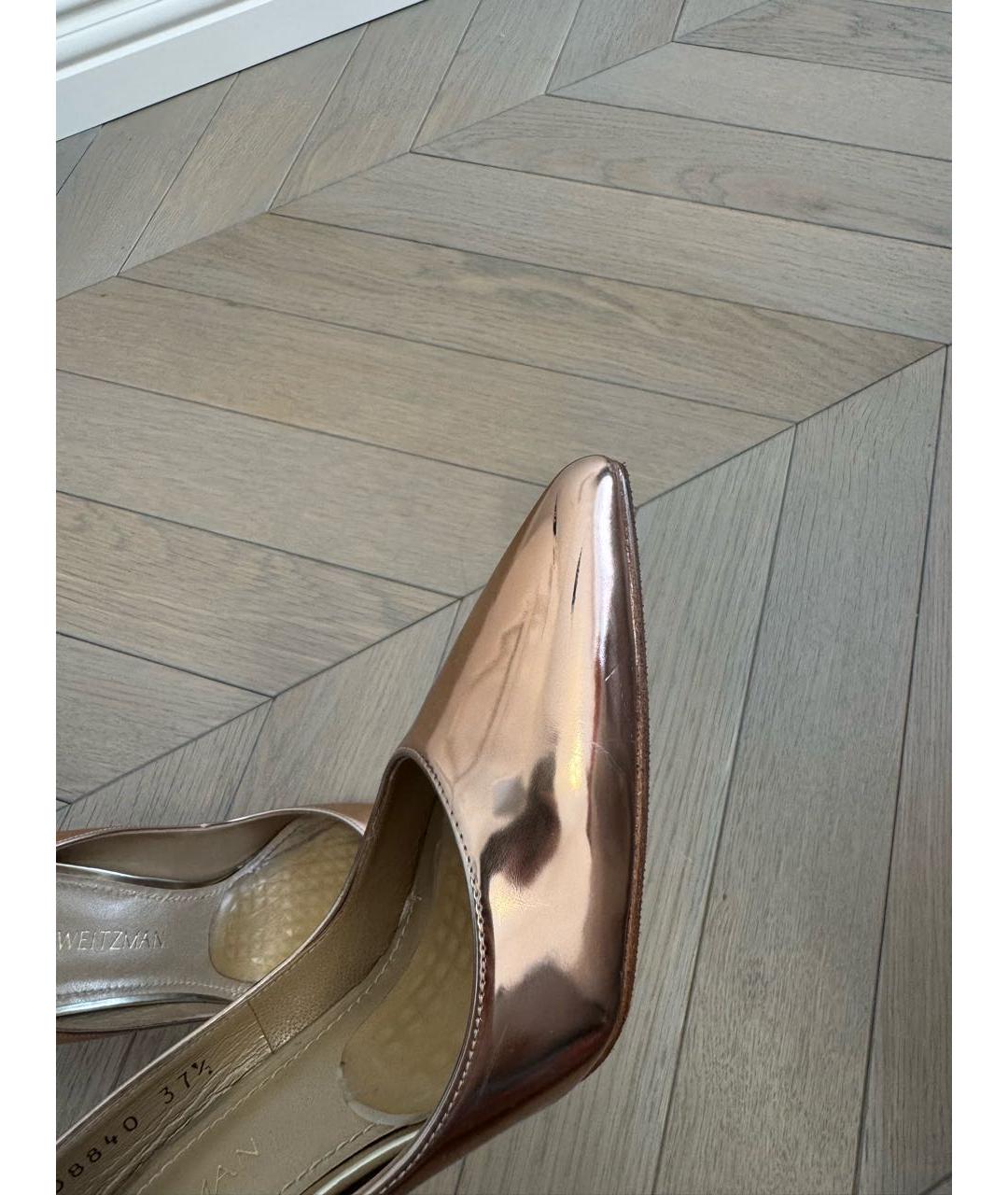 STUART WEITZMAN Золотые кожаные туфли, фото 7