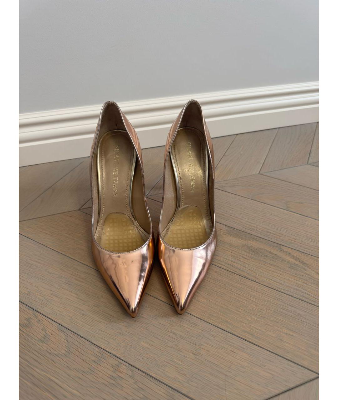 STUART WEITZMAN Золотые кожаные туфли, фото 2