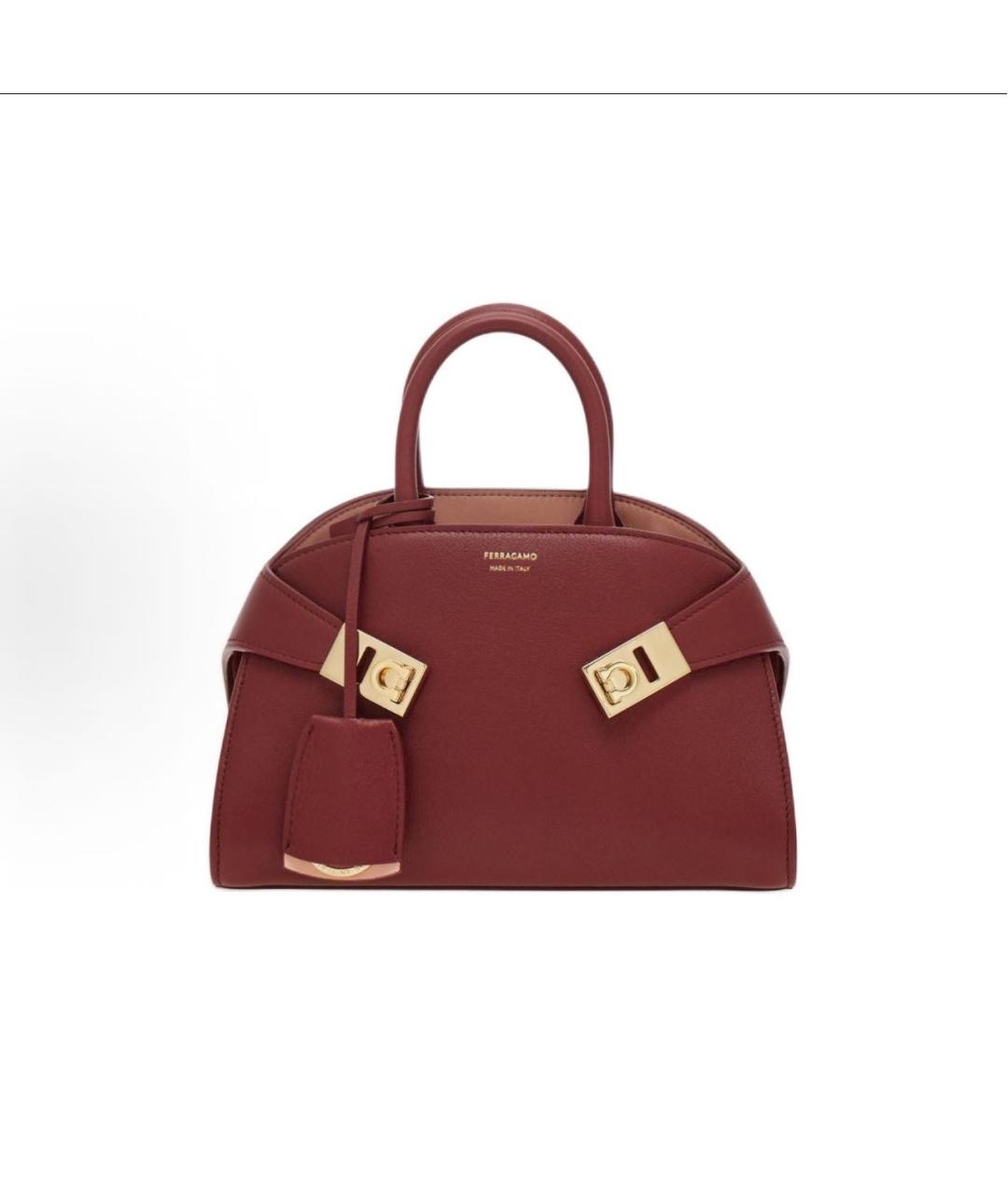 FERRAGAMO Бордовая кожаная сумка с короткими ручками, фото 7