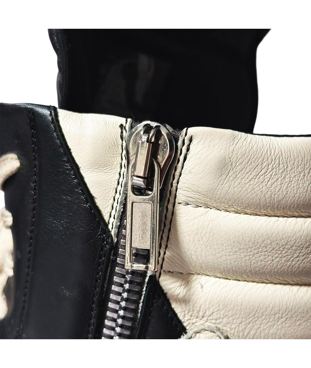 RICK OWENS Черные кожаные высокие кроссовки / кеды, фото 7