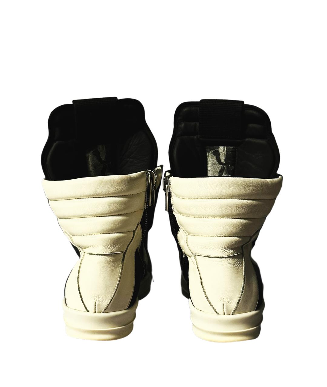 RICK OWENS Черные кожаные высокие кроссовки / кеды, фото 5