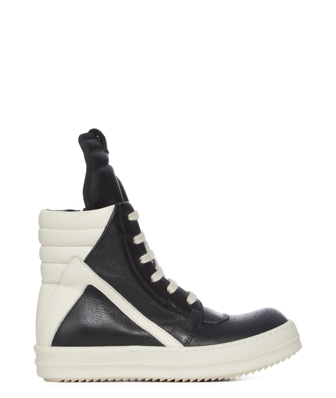 RICK OWENS Черные кожаные высокие кроссовки / кеды, фото 1
