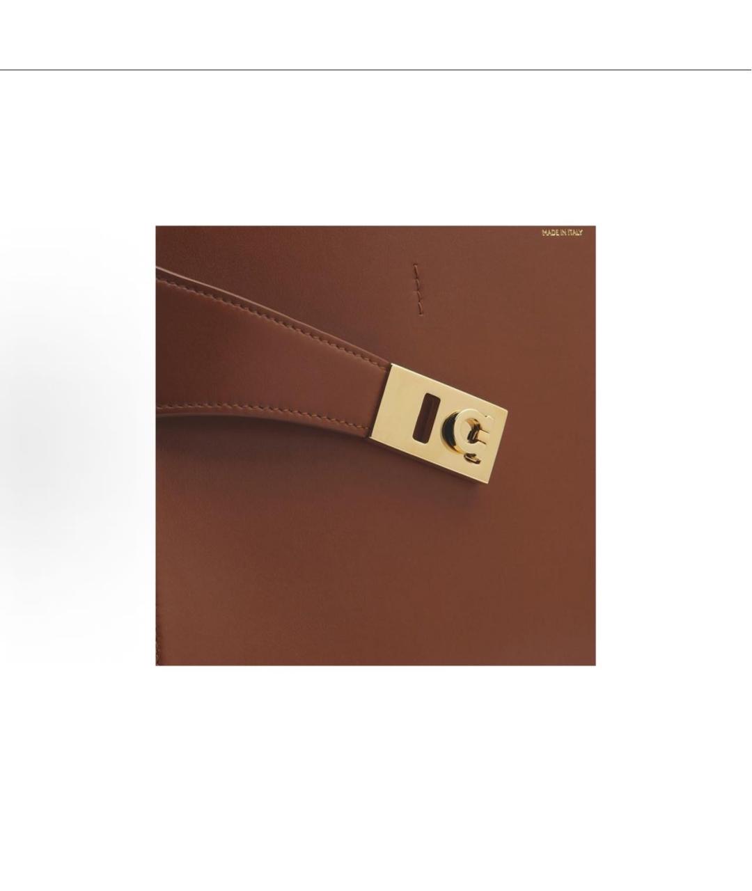 FERRAGAMO Коричневая кожаная сумка тоут, фото 4