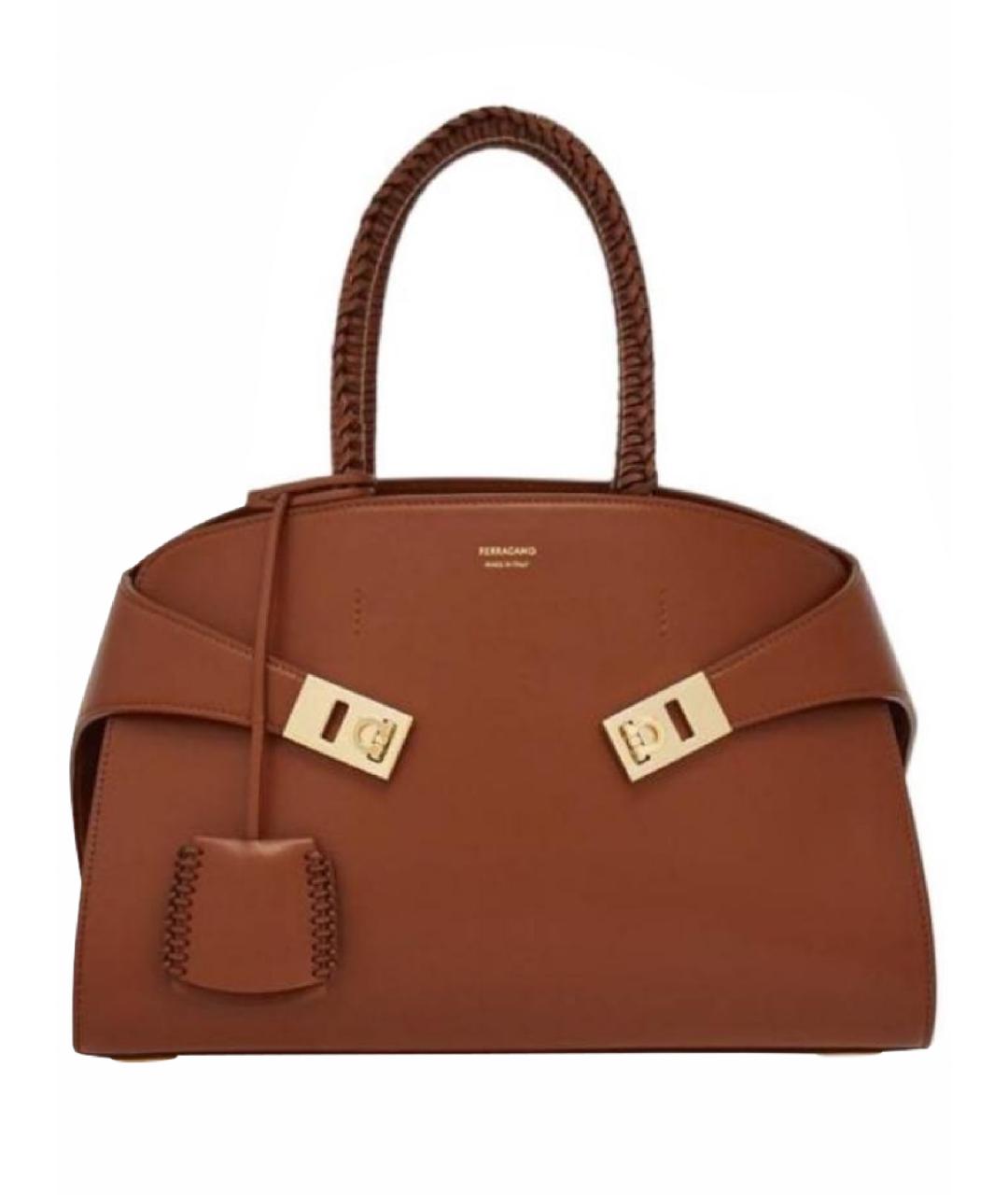 FERRAGAMO Коричневая кожаная сумка тоут, фото 1