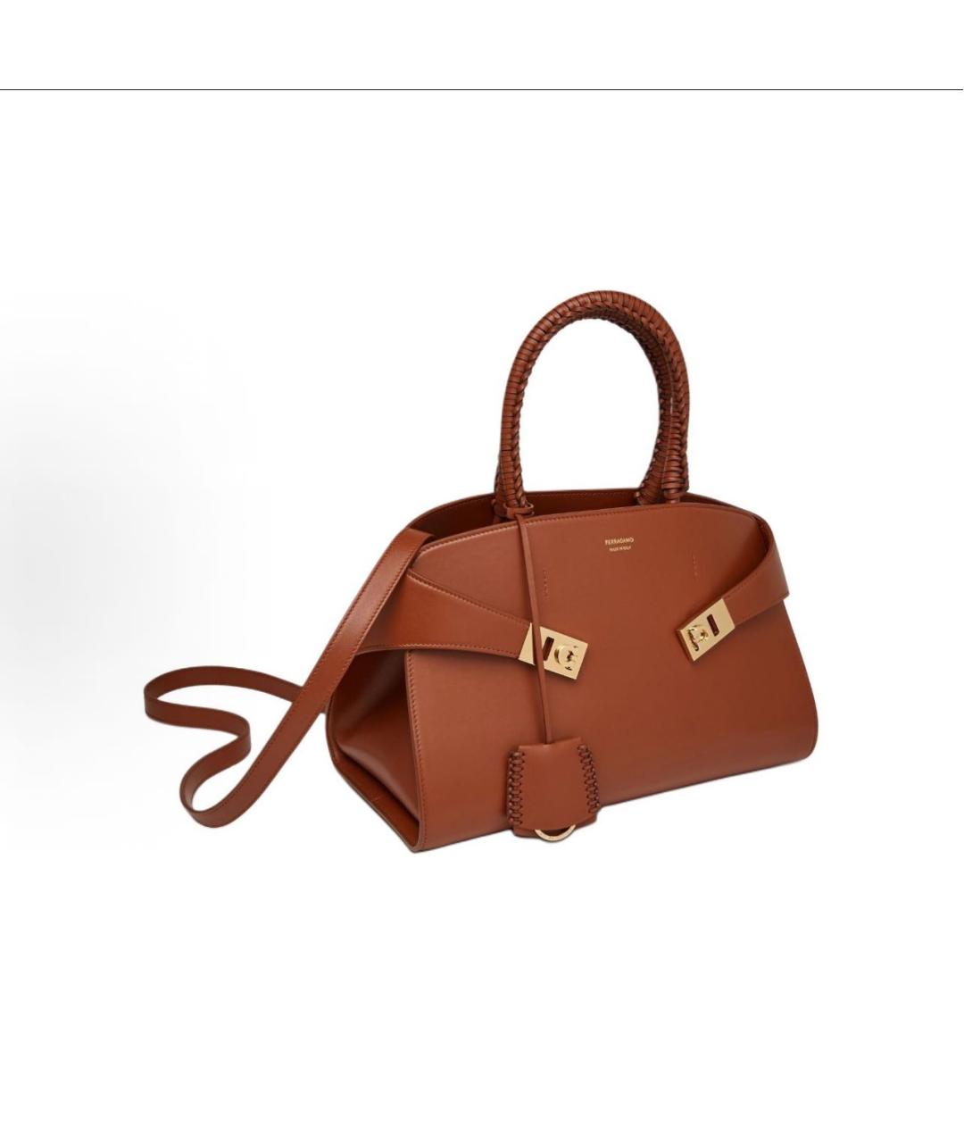 FERRAGAMO Коричневая кожаная сумка тоут, фото 2