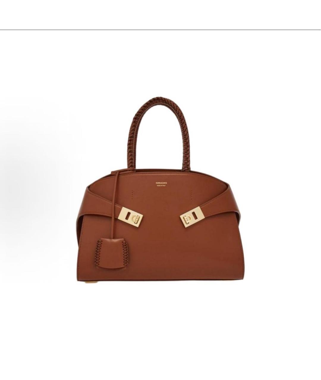FERRAGAMO Коричневая кожаная сумка тоут, фото 5