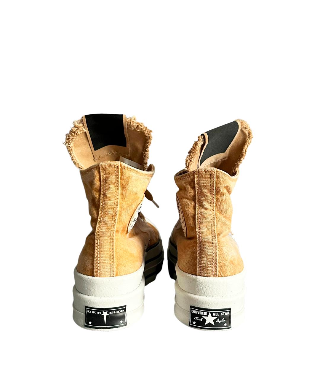 RICK OWENS DRKSHDW Коричневые текстильные высокие кроссовки / кеды, фото 5