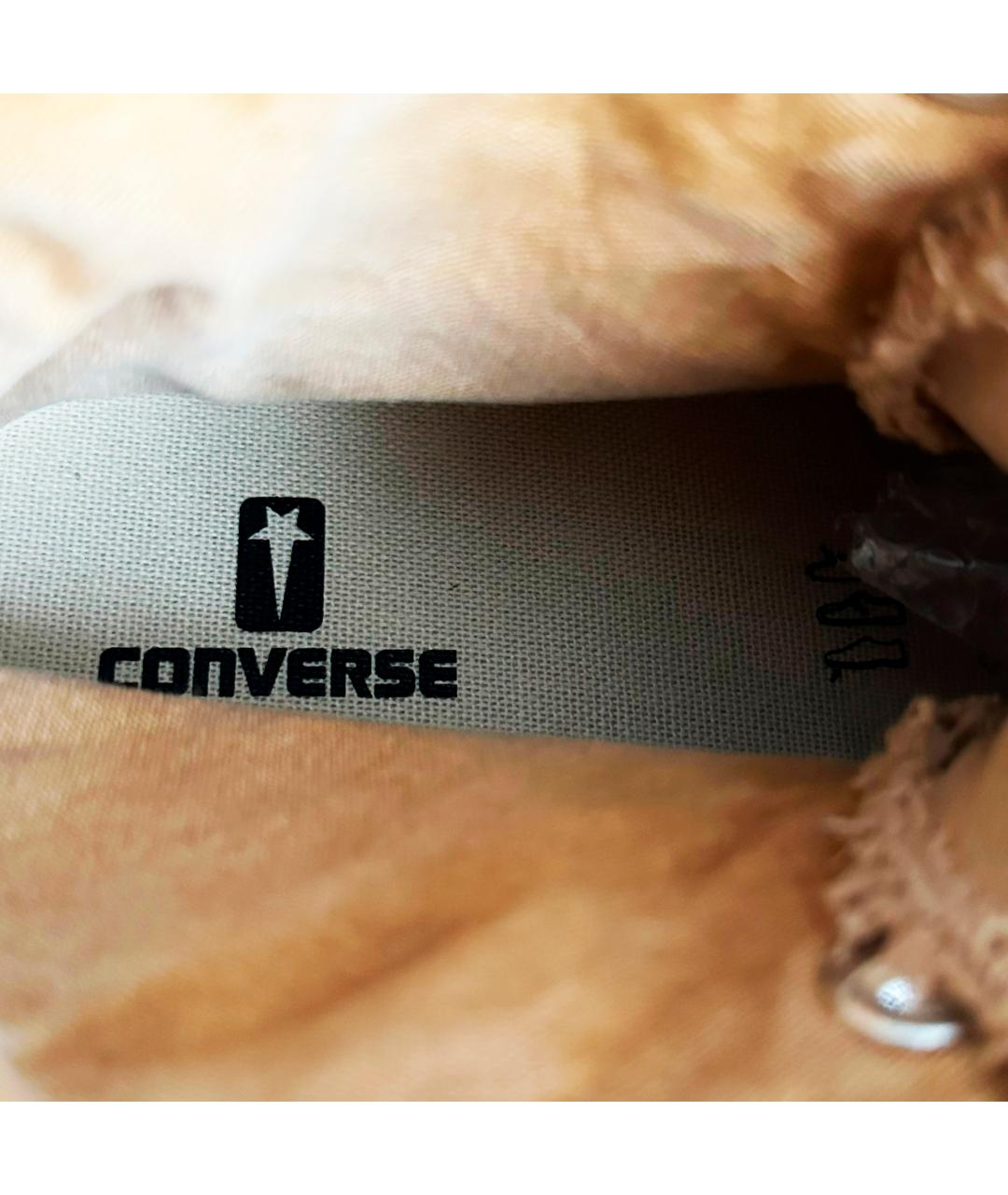 RICK OWENS DRKSHDW Коричневые текстильные высокие кроссовки / кеды, фото 8