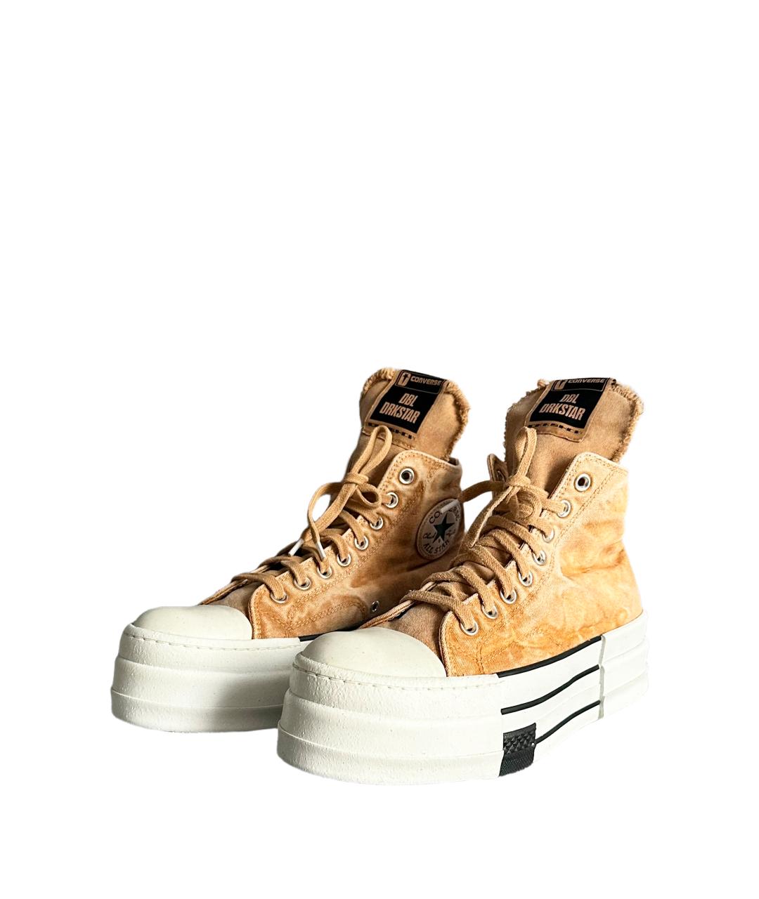 RICK OWENS DRKSHDW Коричневые текстильные высокие кроссовки / кеды, фото 2