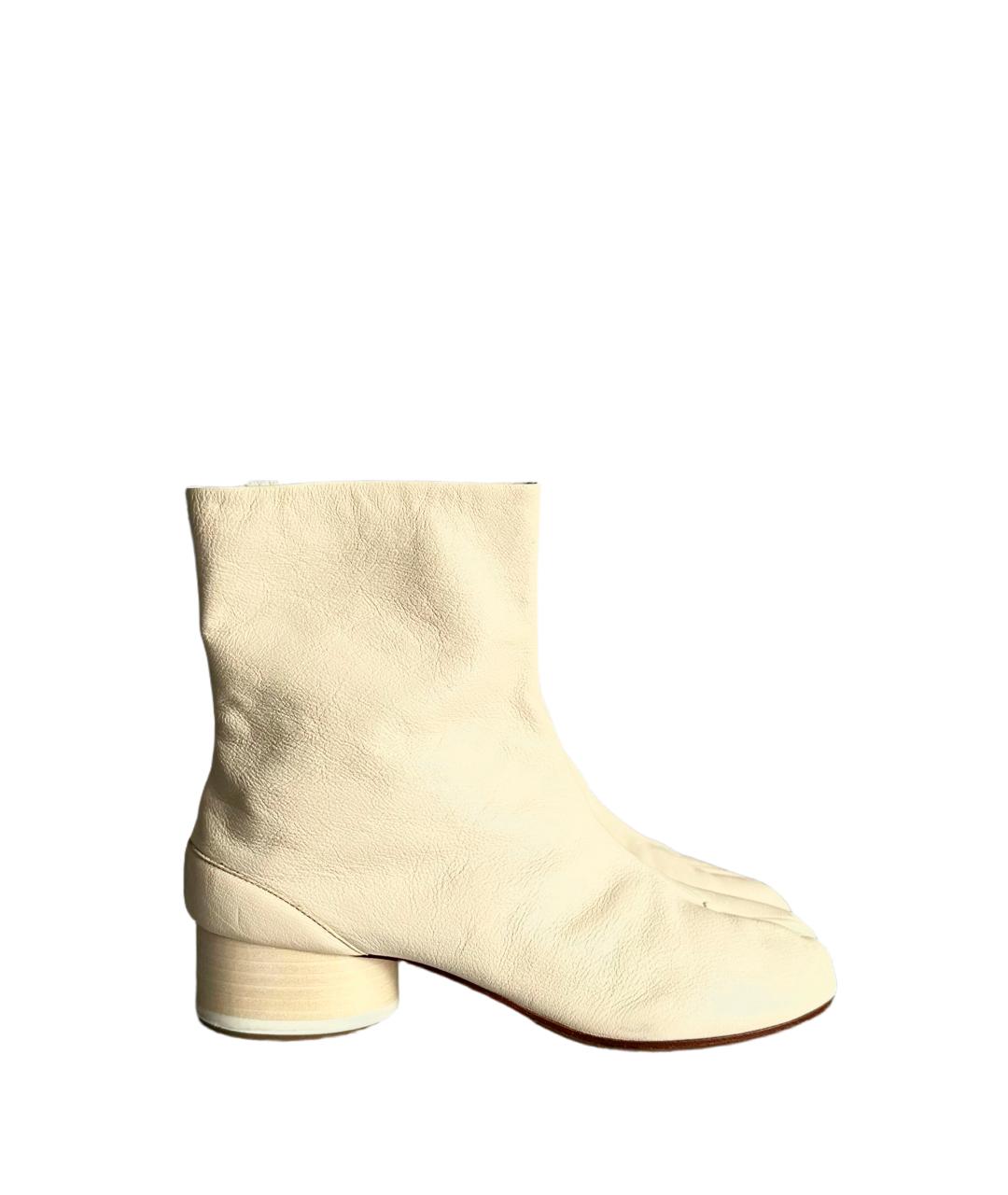 MAISON MARGIELA Бежевые кожаные ботильоны, фото 3