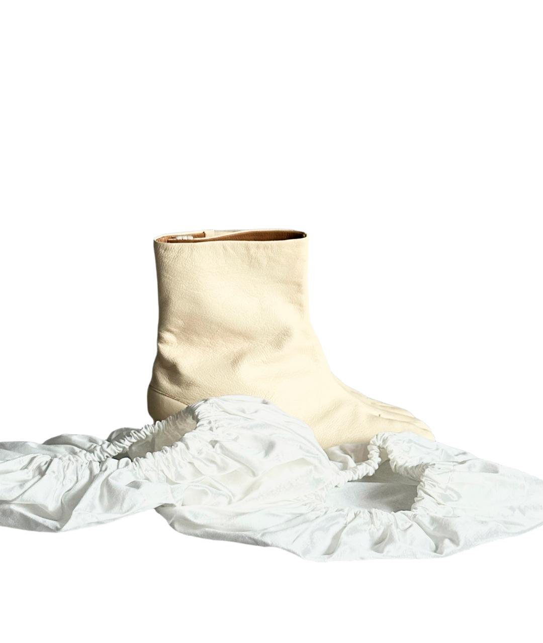 MAISON MARGIELA Бежевые кожаные ботильоны, фото 9