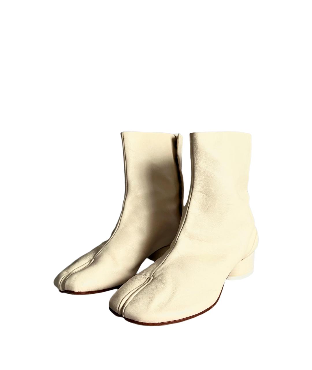 MAISON MARGIELA Бежевые кожаные ботильоны, фото 2
