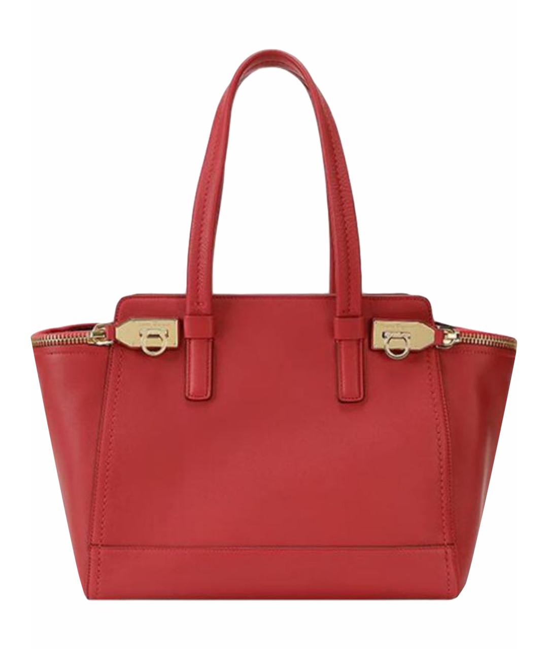 FERRAGAMO Красная кожаная сумка тоут, фото 1