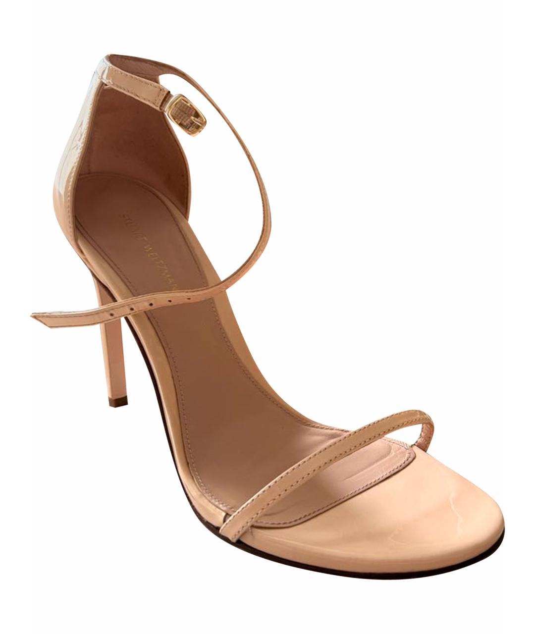 STUART WEITZMAN Бежевые босоножки из лакированной кожи, фото 1