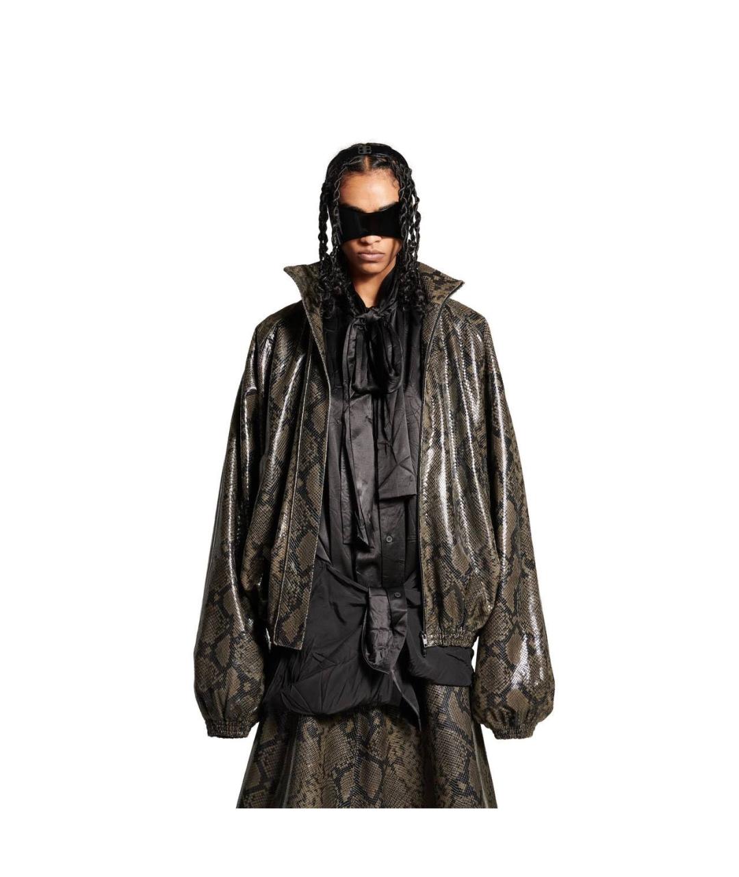 BALENCIAGA Зеленая кожаная куртка, фото 4