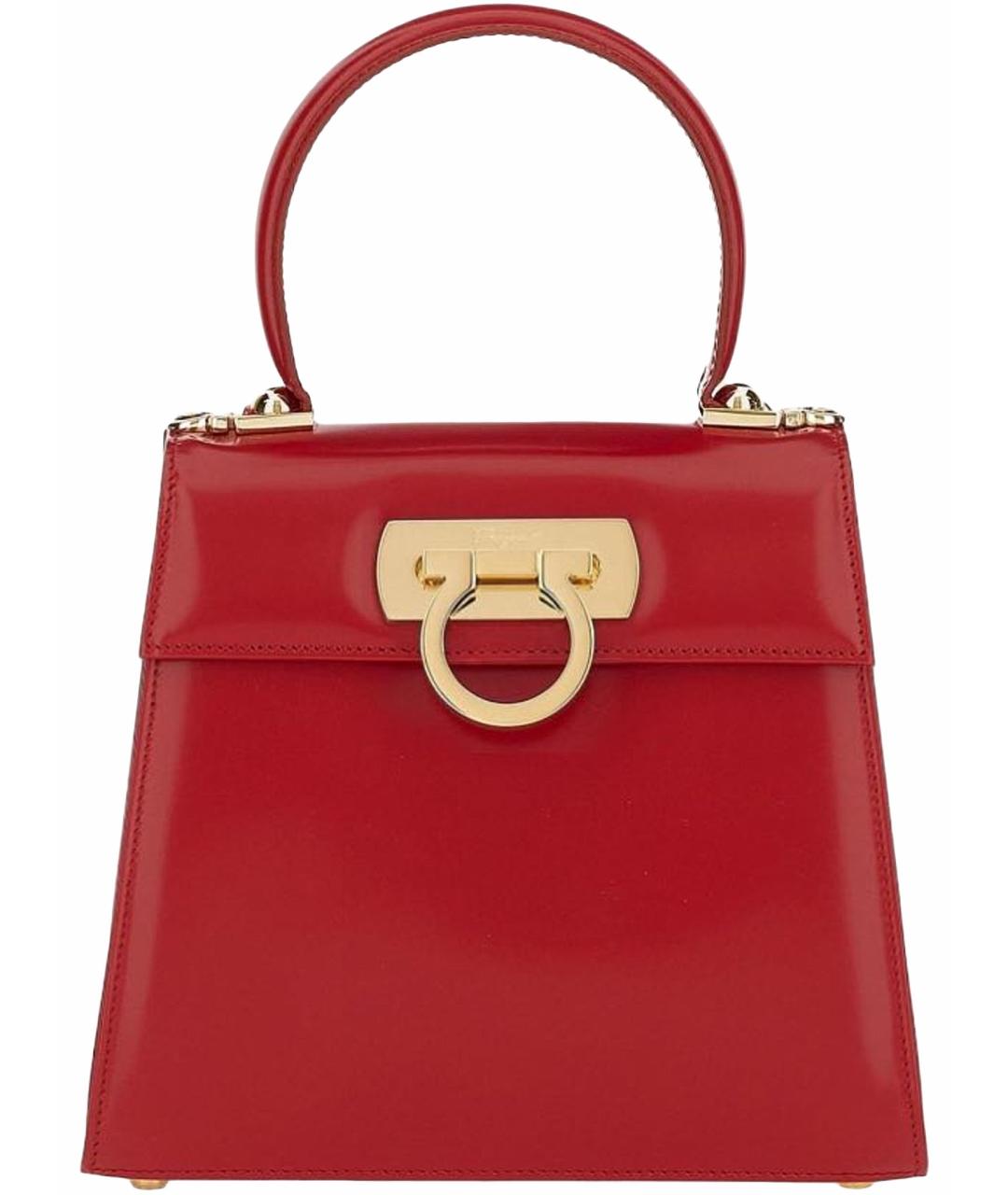 FERRAGAMO Красная кожаная сумка с короткими ручками, фото 1