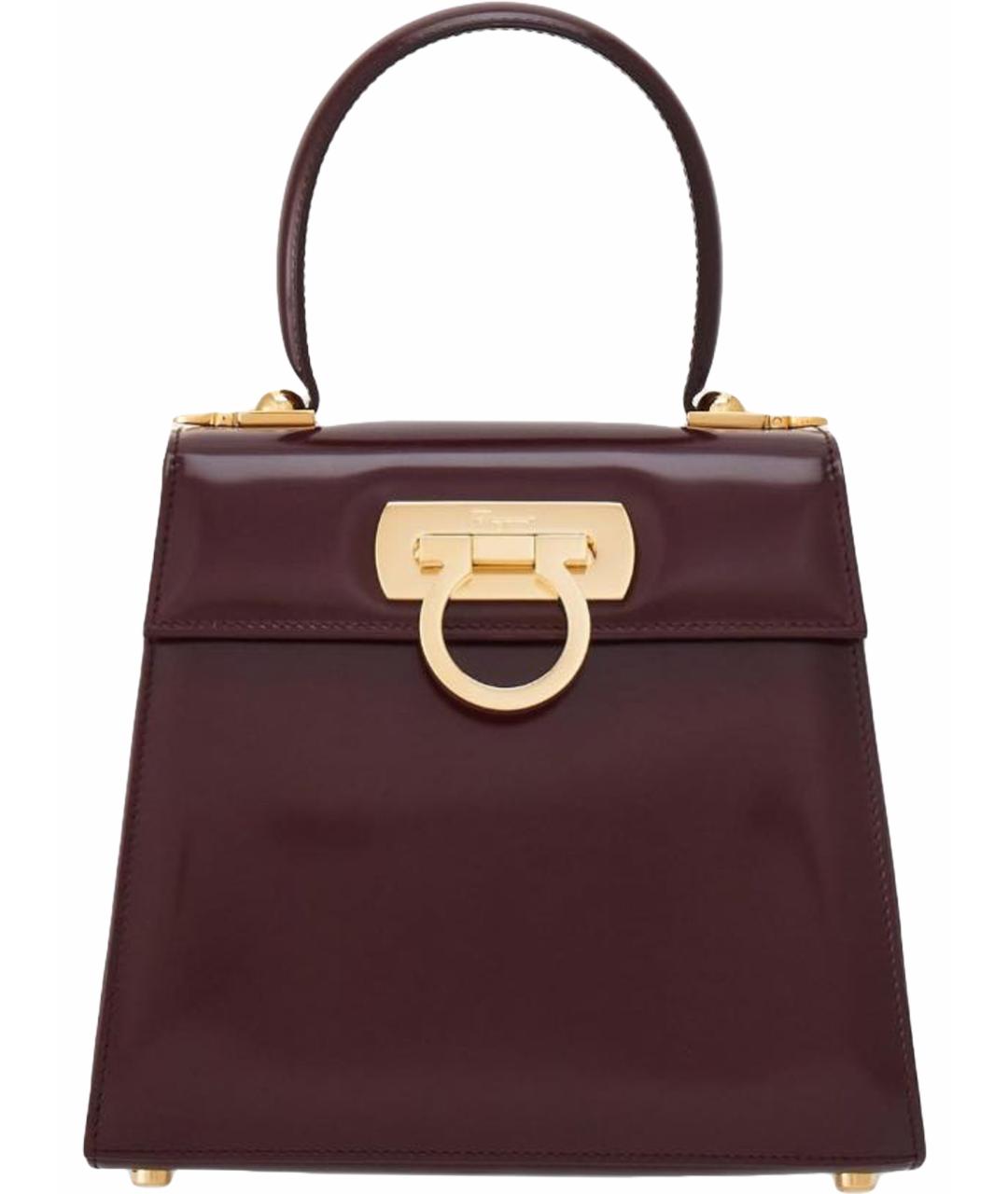FERRAGAMO Коричневая кожаная сумка с короткими ручками, фото 1
