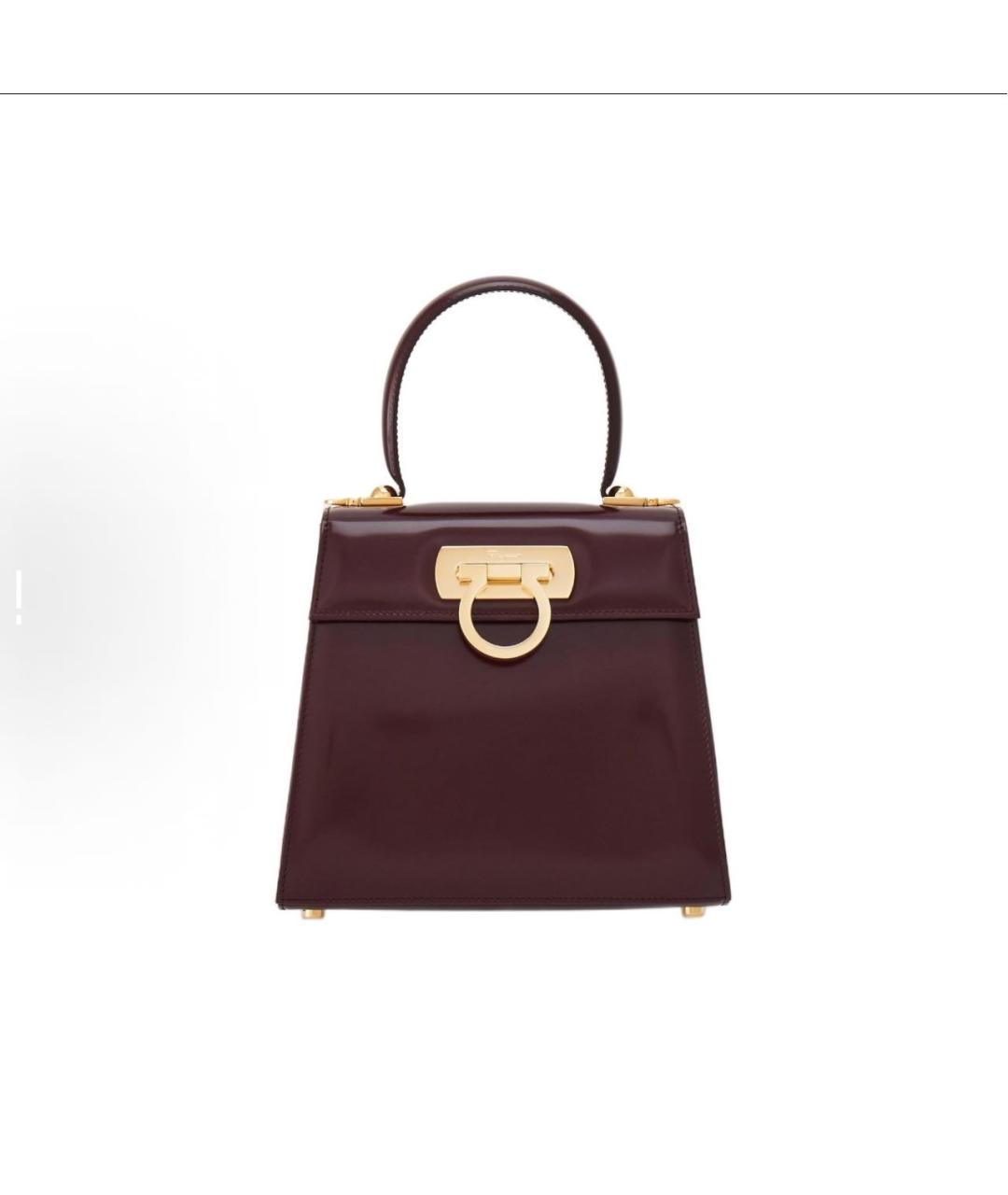 FERRAGAMO Коричневая кожаная сумка с короткими ручками, фото 7