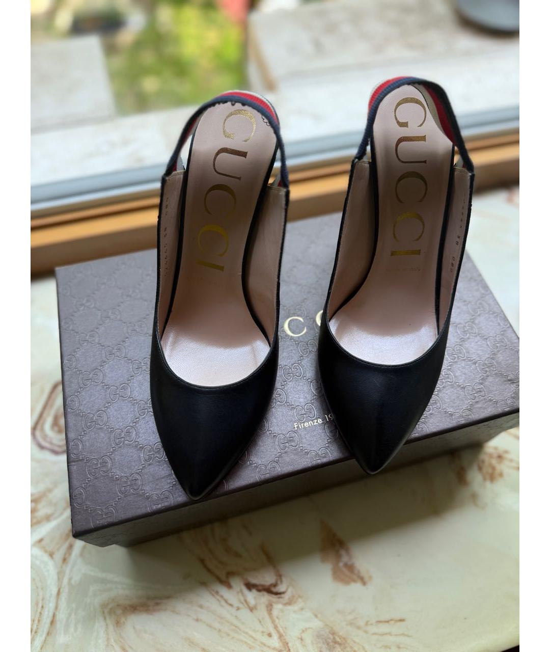 GUCCI Черные кожаные туфли, фото 2