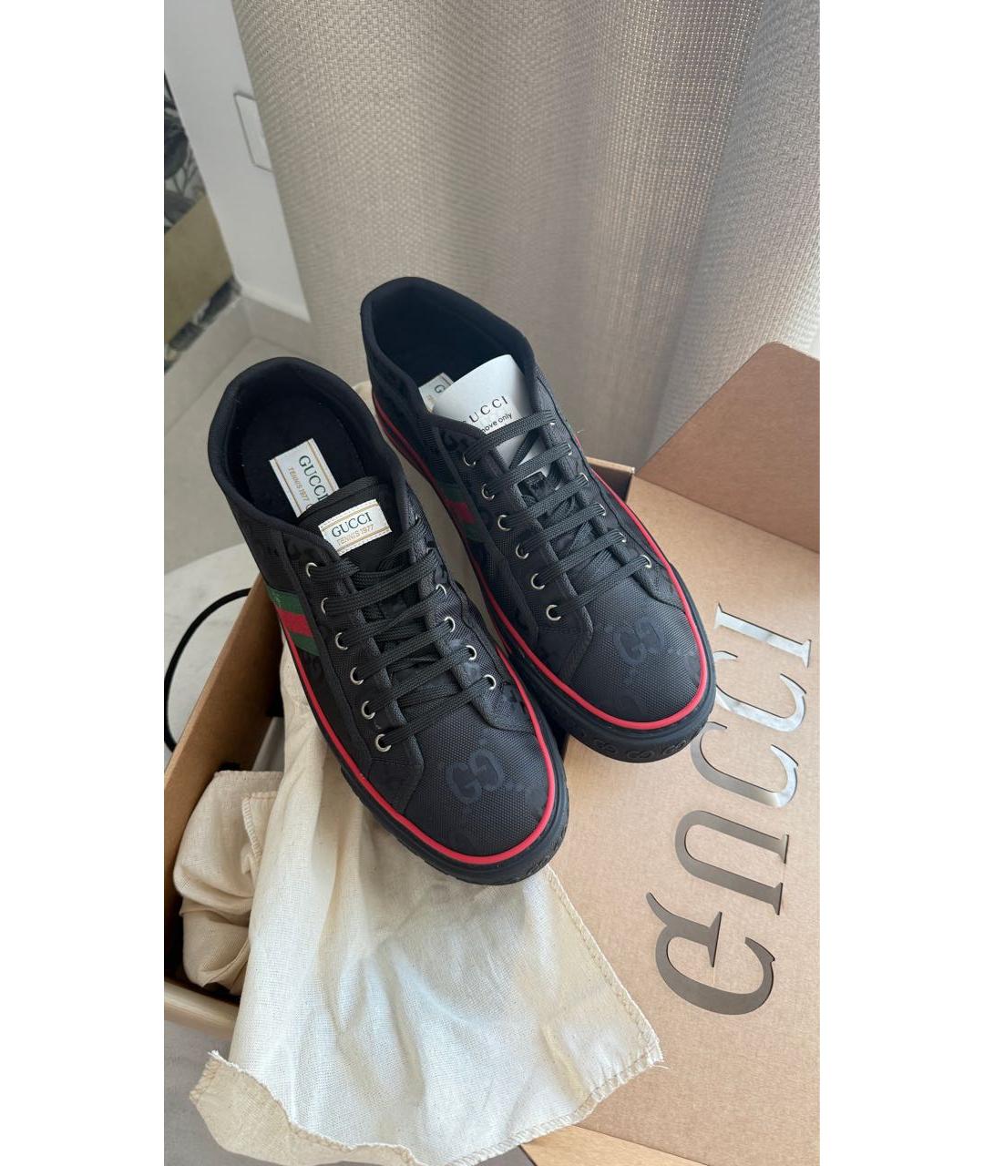 GUCCI Черные текстильные высокие кроссовки / кеды, фото 4