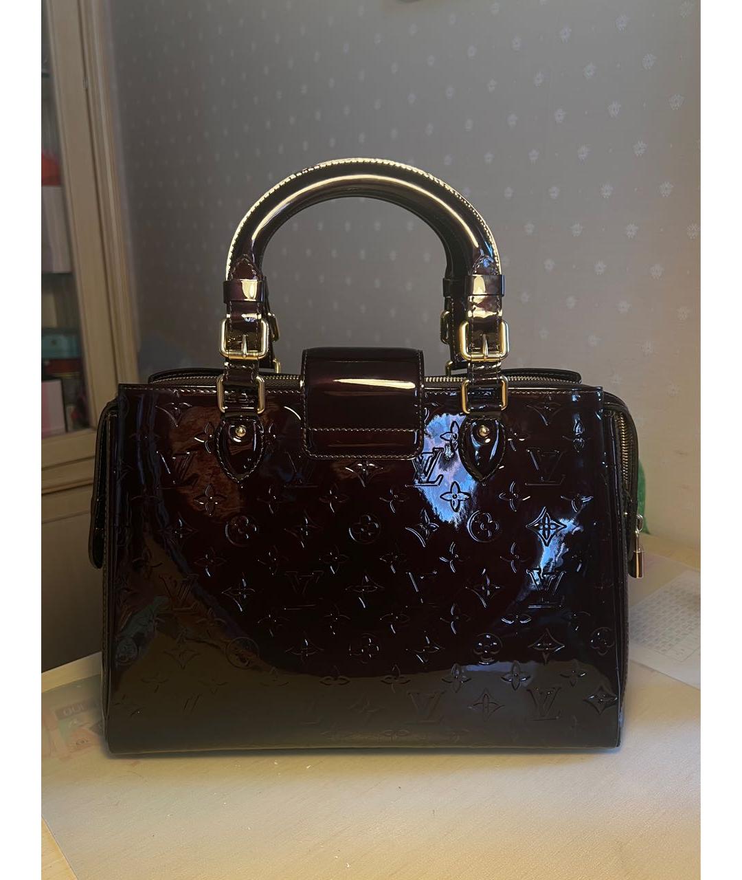LOUIS VUITTON Бордовая сумка с короткими ручками из лакированной кожи, фото 2