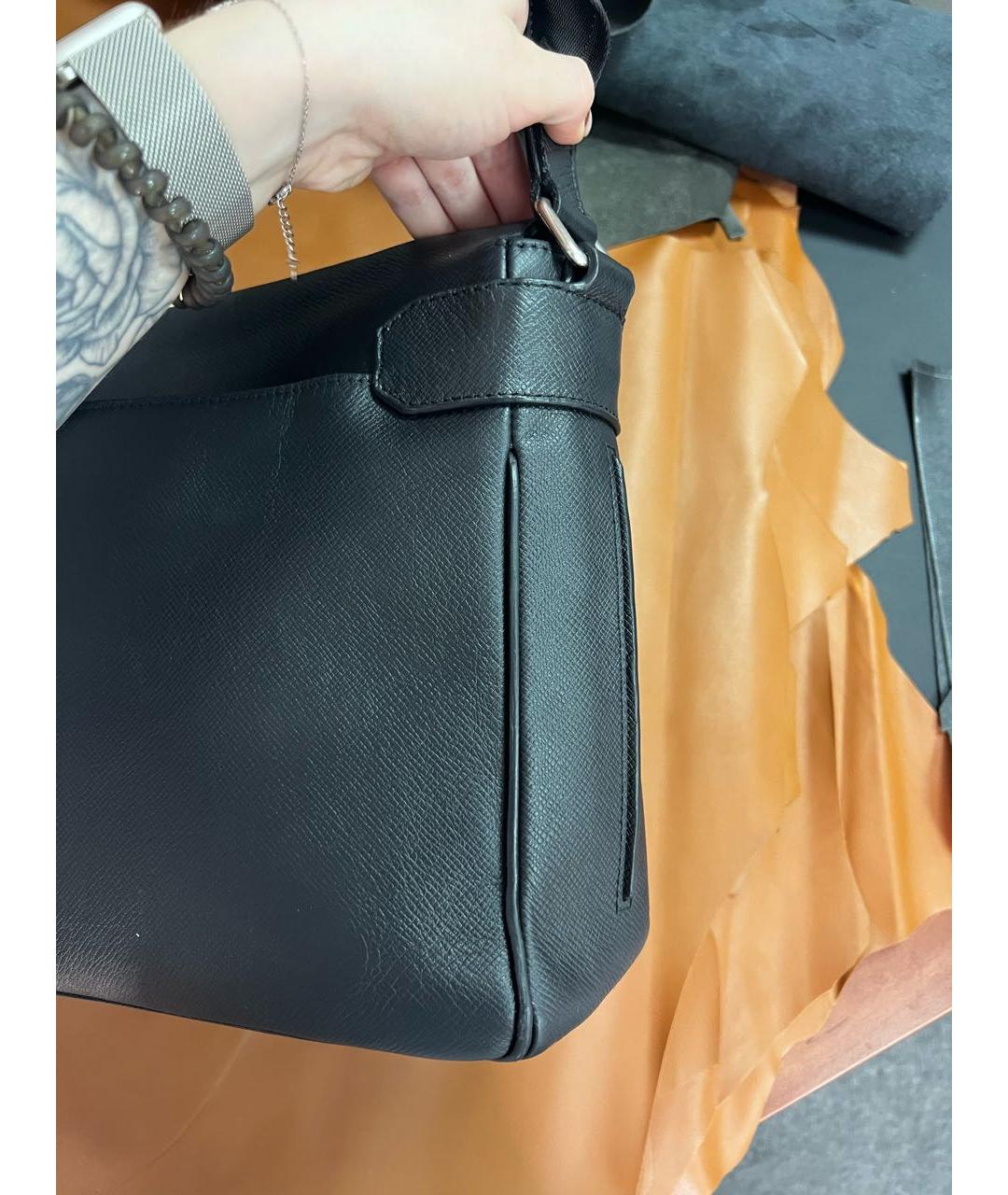 LOUIS VUITTON Черная кожаная сумка на плечо, фото 5