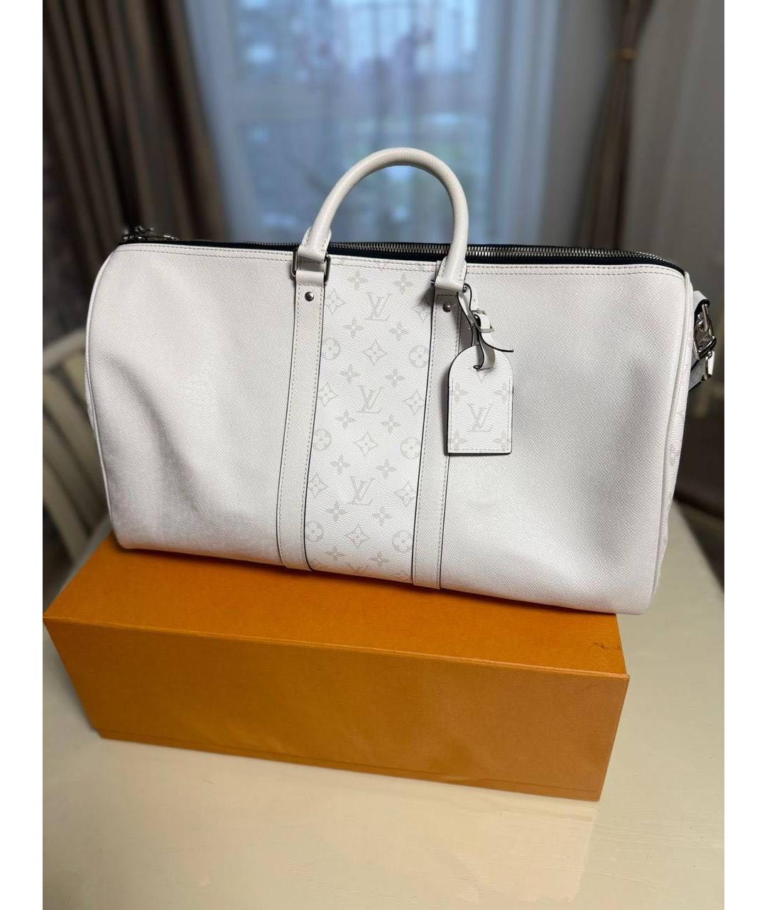 LOUIS VUITTON Белая кожаная дорожная/спортивная сумка, фото 2