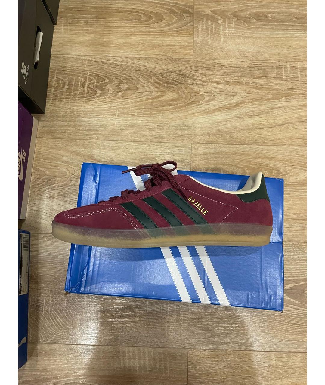 ADIDAS Бордовые замшевые низкие кроссовки / кеды, фото 7