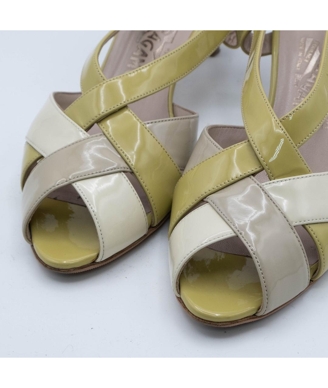 FERRAGAMO Зеленые кожаные босоножки, фото 3