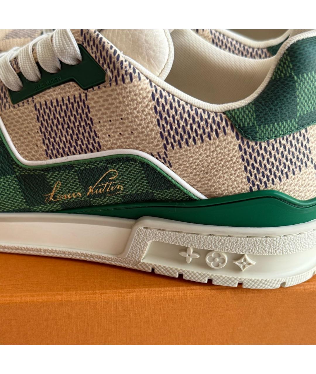 LOUIS VUITTON Зеленые кожаные низкие кроссовки / кеды, фото 5