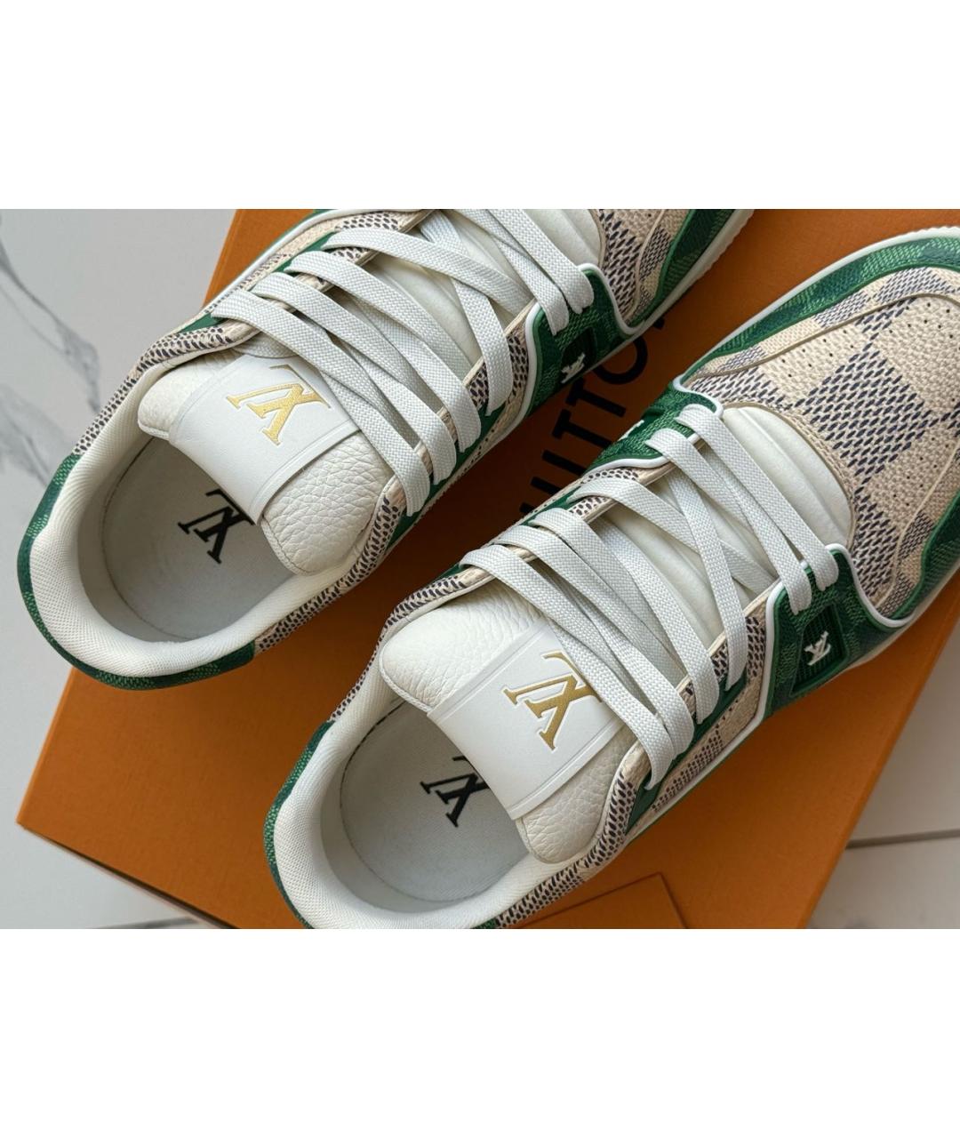 LOUIS VUITTON Зеленые кожаные низкие кроссовки / кеды, фото 6