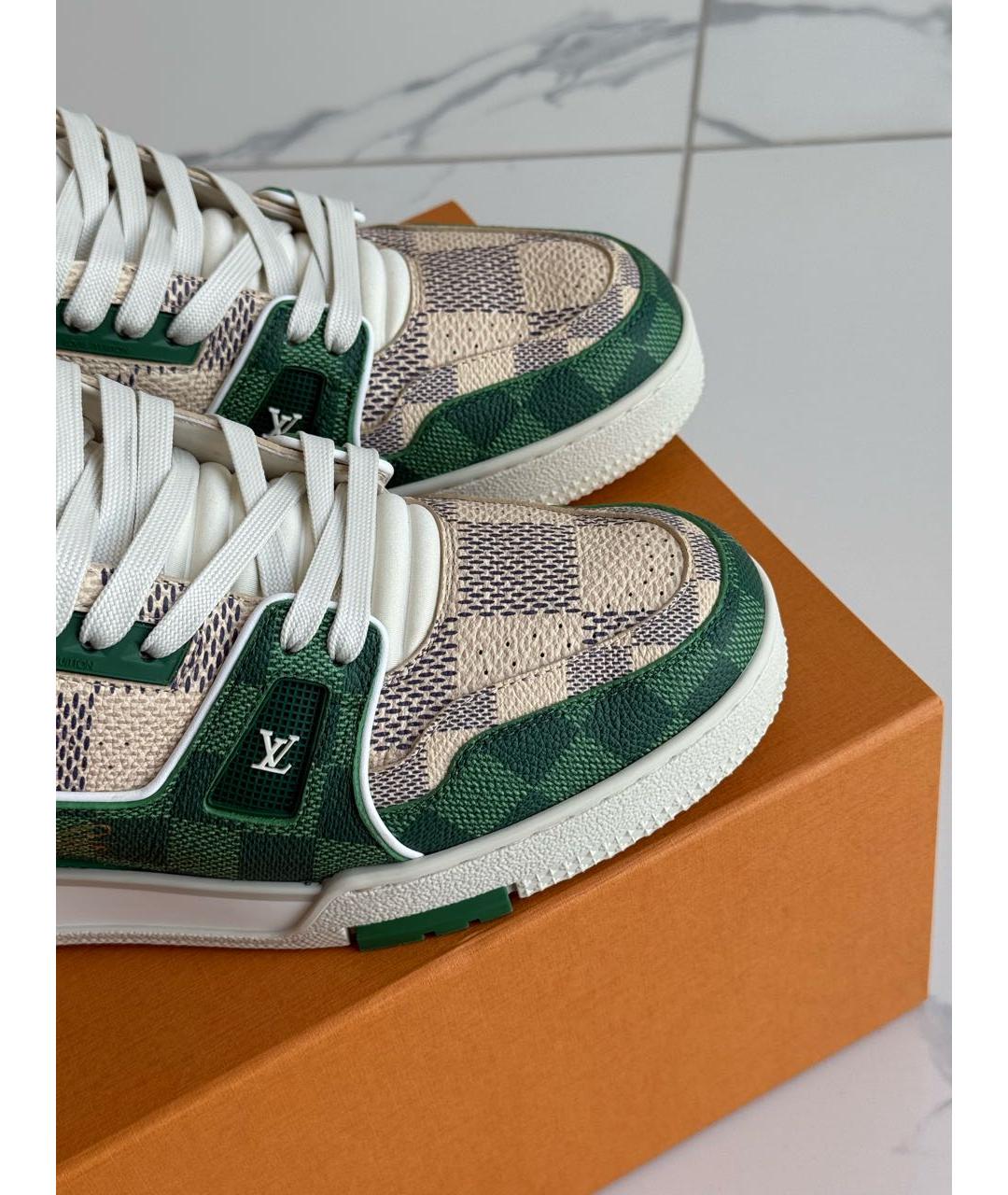 LOUIS VUITTON Зеленые кожаные низкие кроссовки / кеды, фото 8
