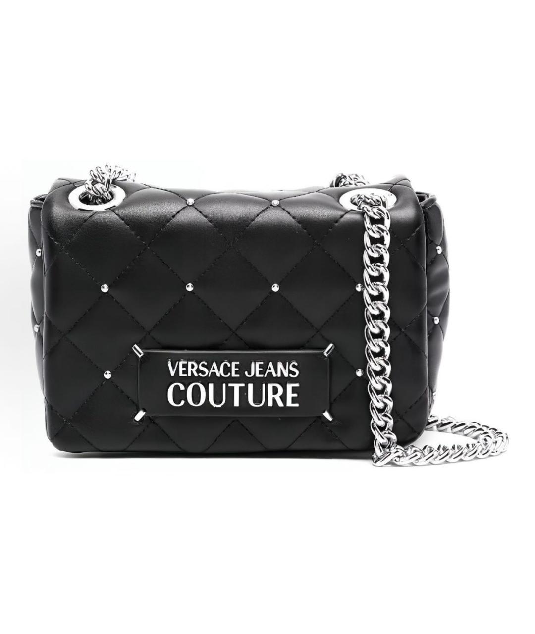 VERSACE JEANS COUTURE Черная кожаная сумка через плечо, фото 6