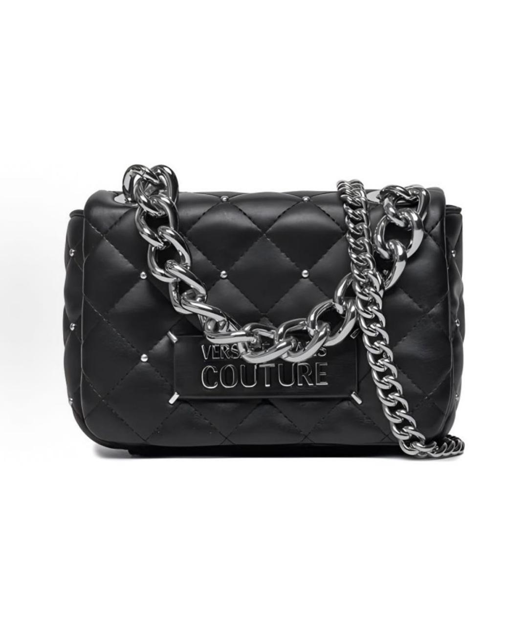VERSACE JEANS COUTURE Черная кожаная сумка через плечо, фото 3