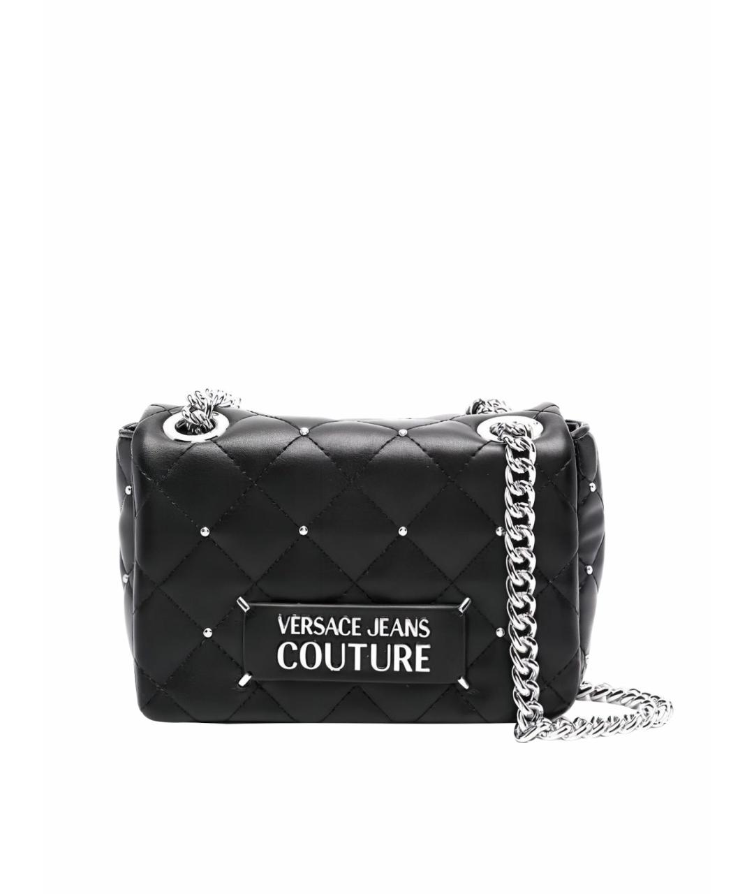 VERSACE JEANS COUTURE Черная кожаная сумка через плечо, фото 1