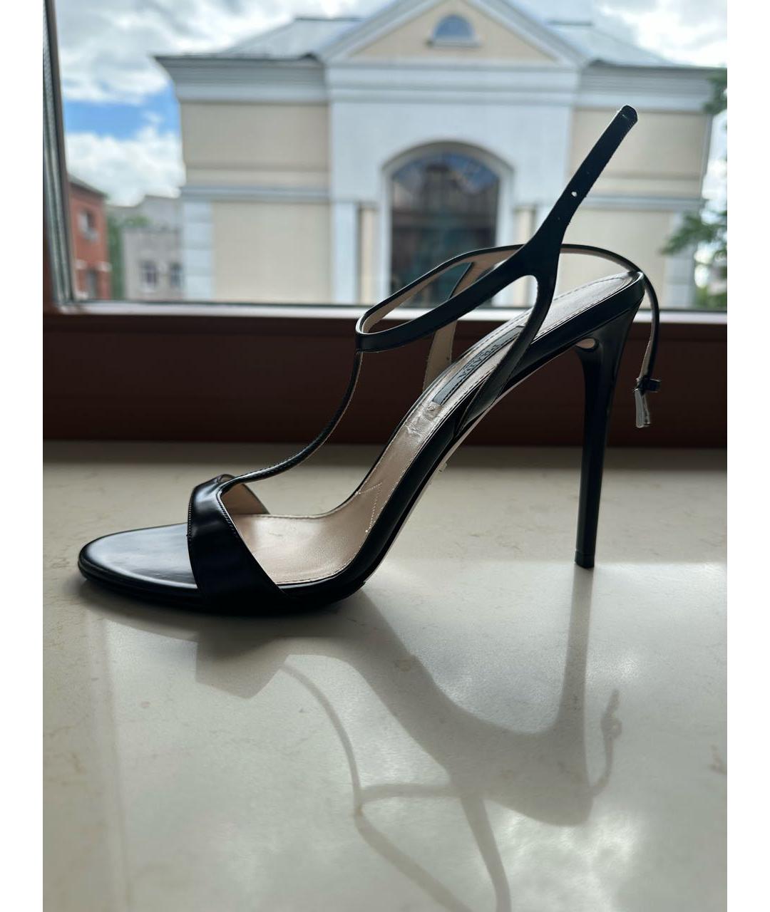 PRADA Черные кожаные босоножки, фото 6
