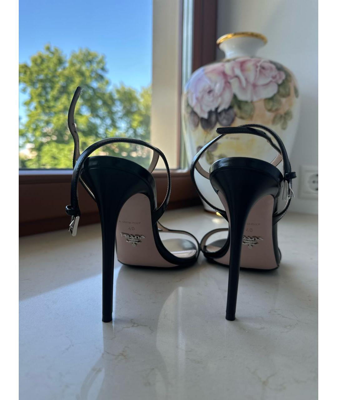 PRADA Черные кожаные босоножки, фото 3