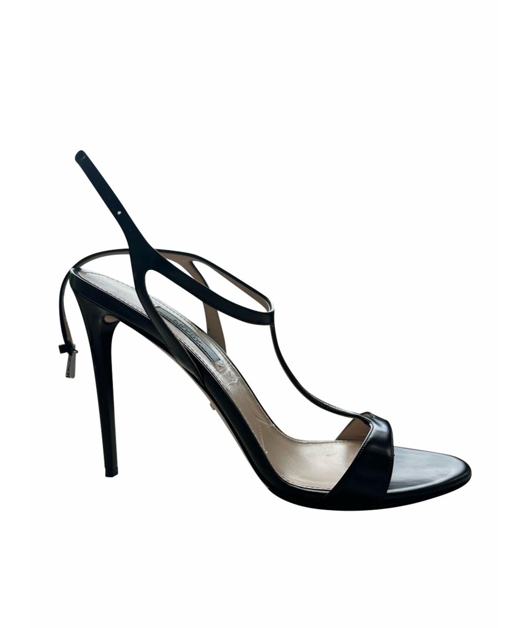 PRADA Черные кожаные босоножки, фото 1