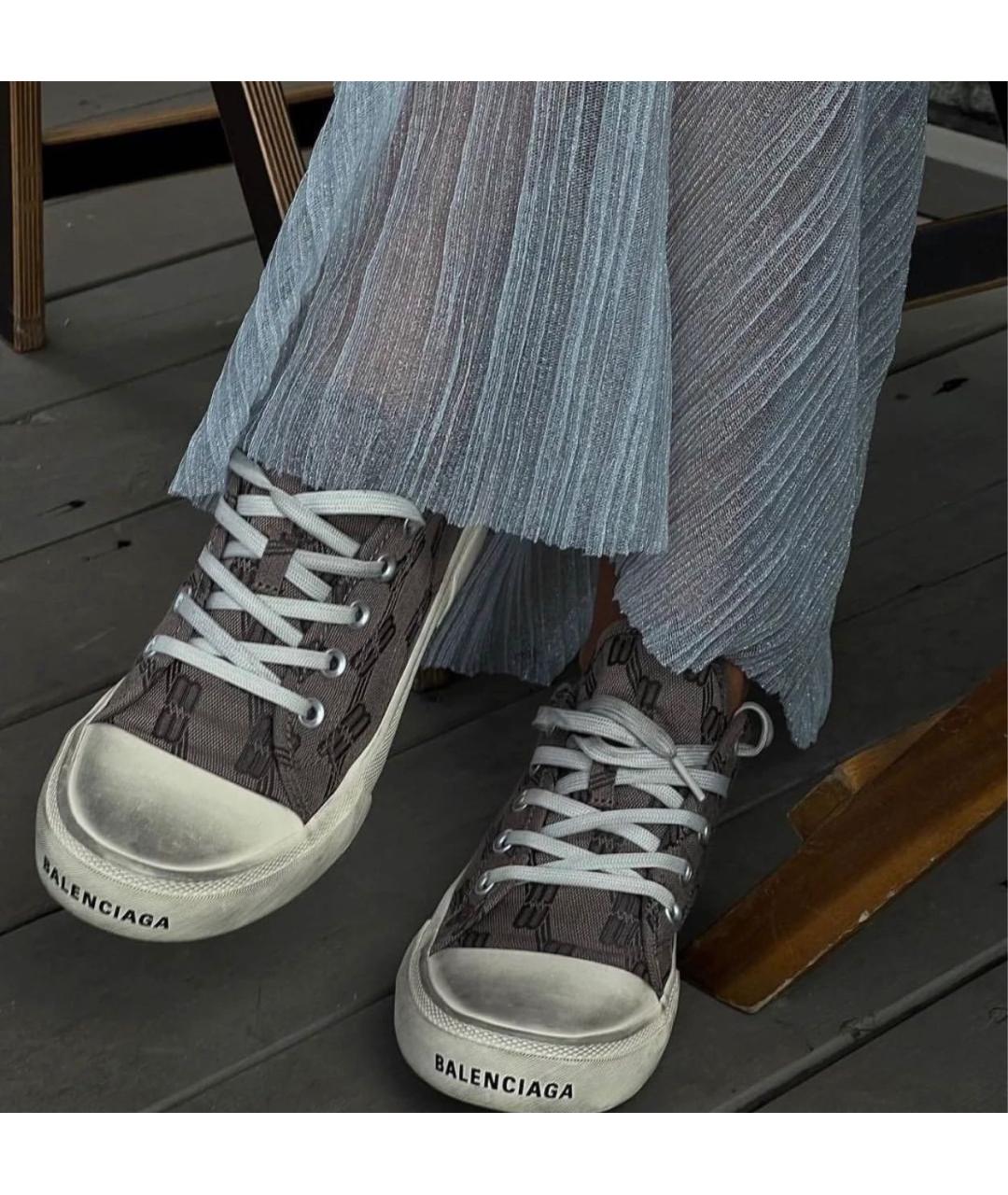 BALENCIAGA Коричневые текстильные кеды, фото 4