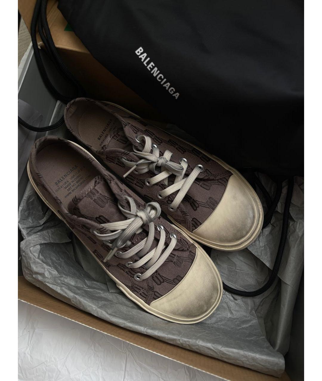 BALENCIAGA Коричневые текстильные кеды, фото 3