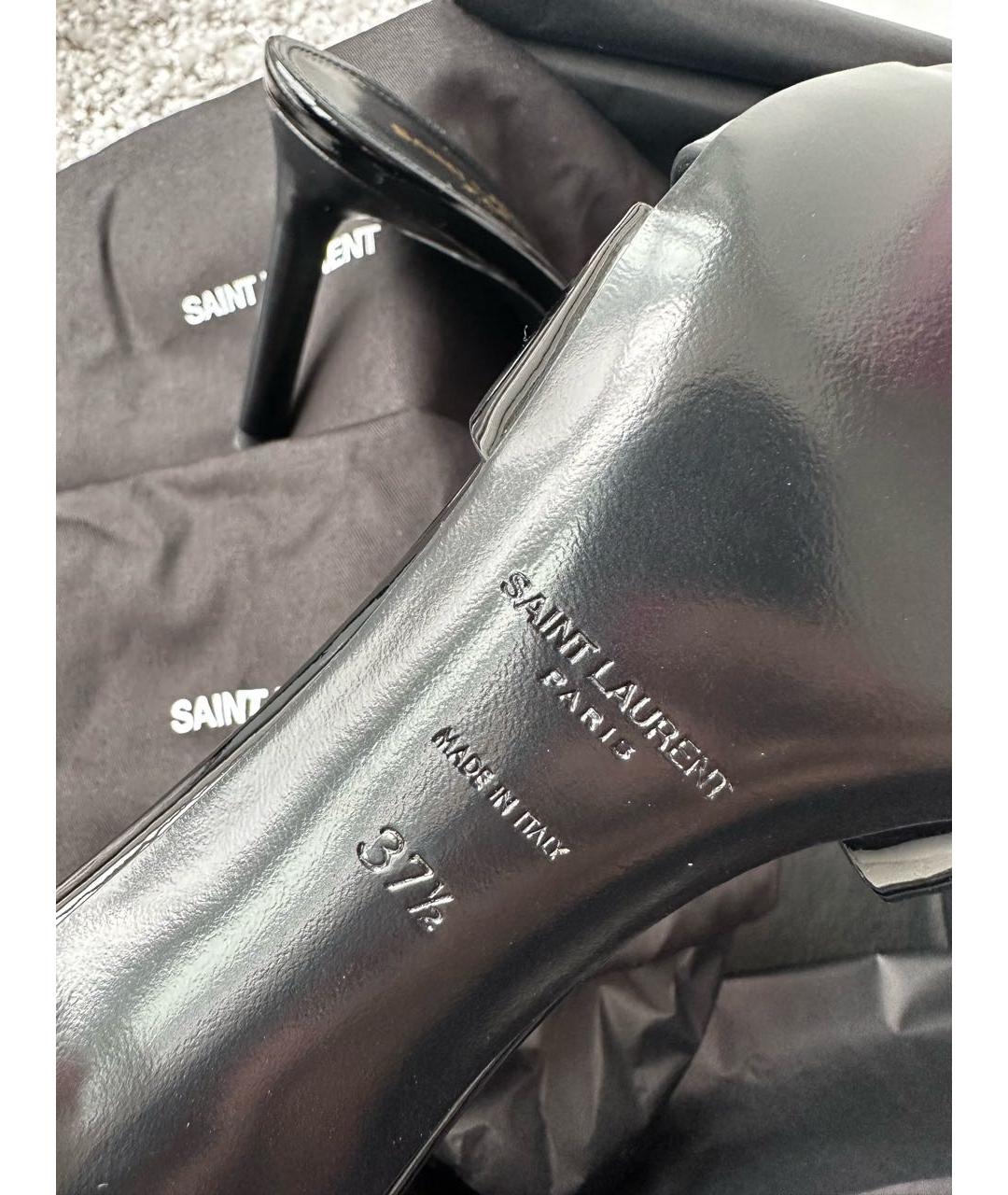 SAINT LAURENT Черные кожаные мюли, фото 3
