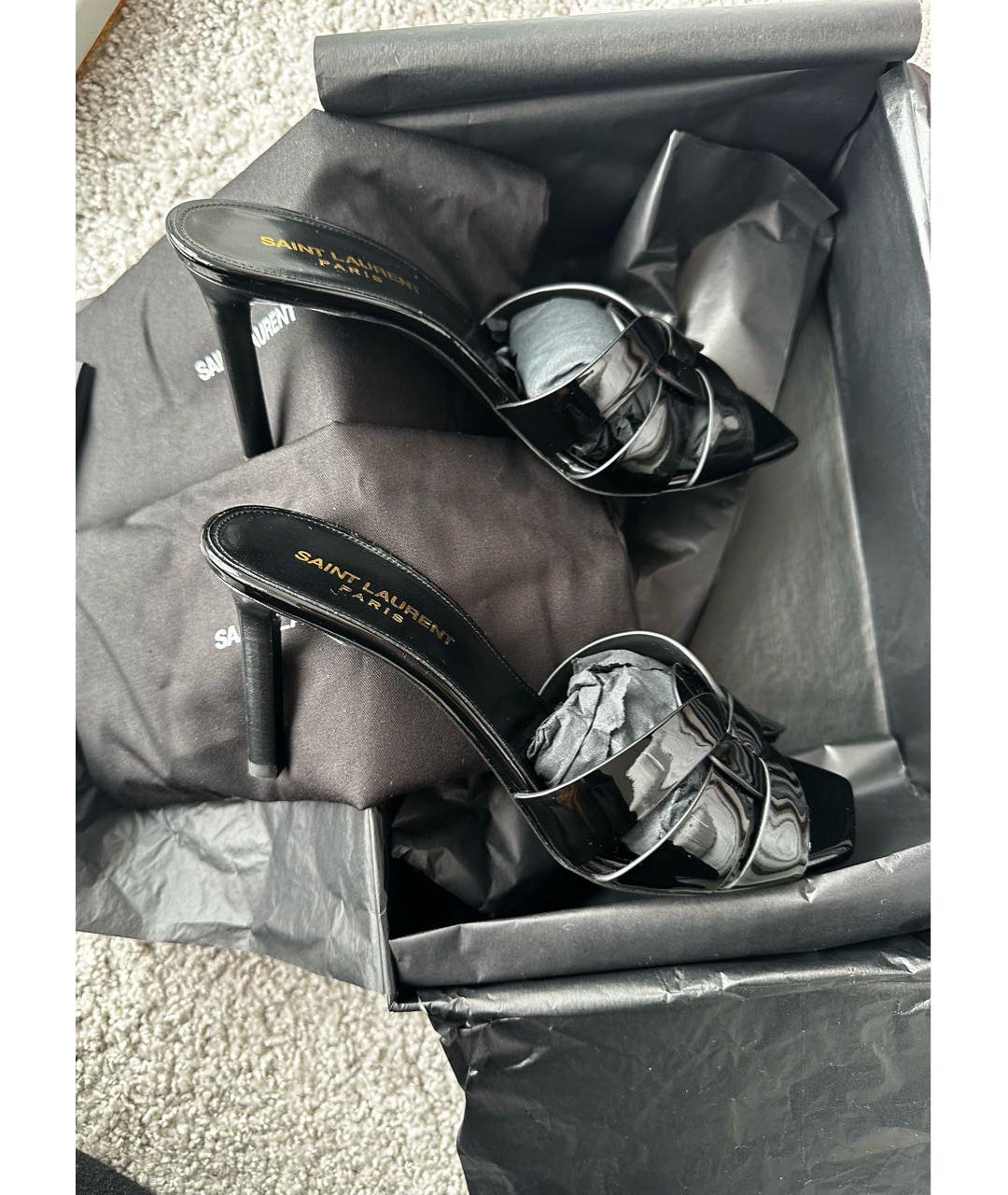 SAINT LAURENT Черные кожаные мюли, фото 6